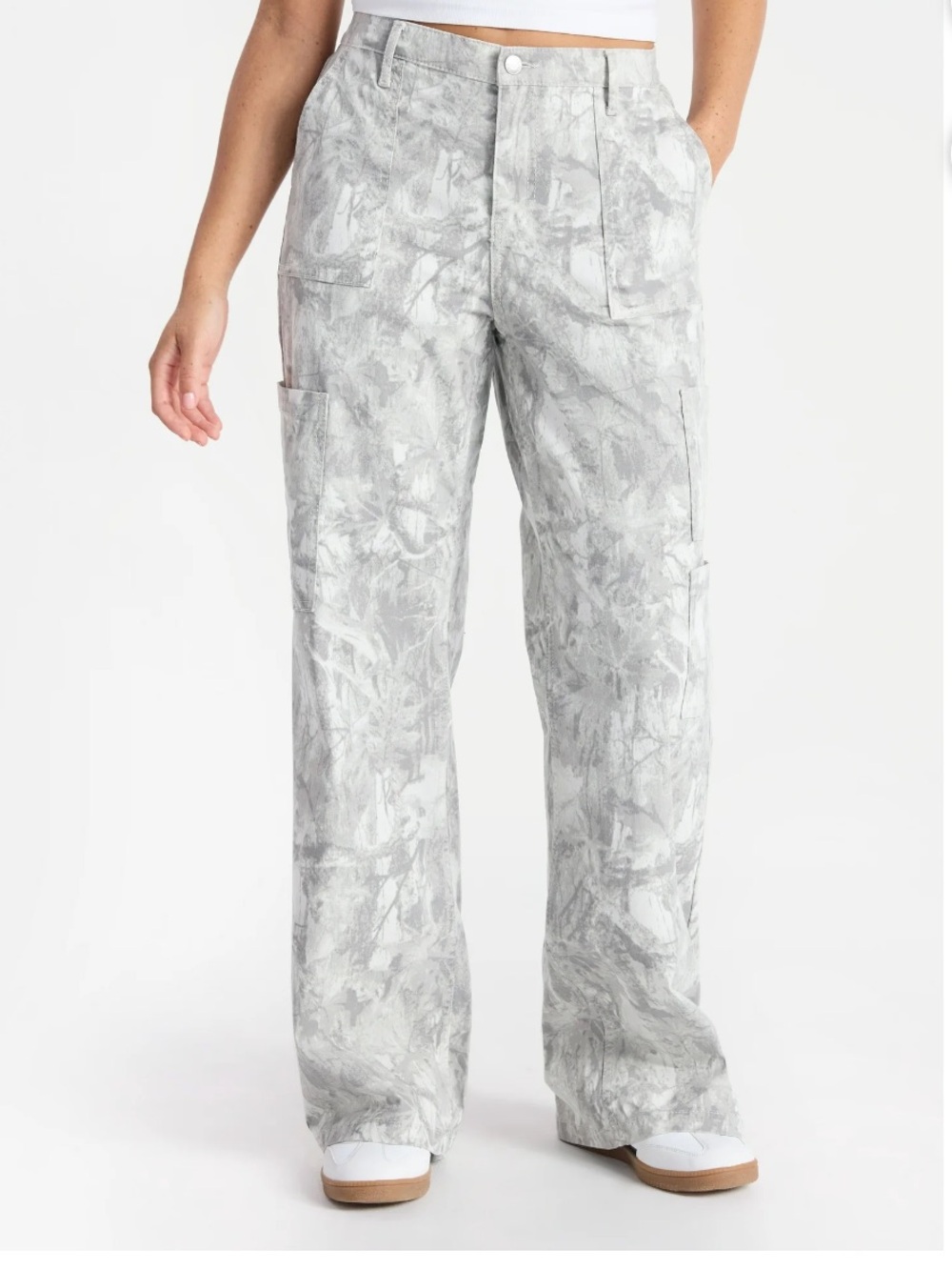 No Boundaries Gray Marble Print Wide Leg Pants